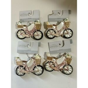 Wondershop Target Christmas Ornament Pink Bike Bicycle Shabby Chic Set Of 4